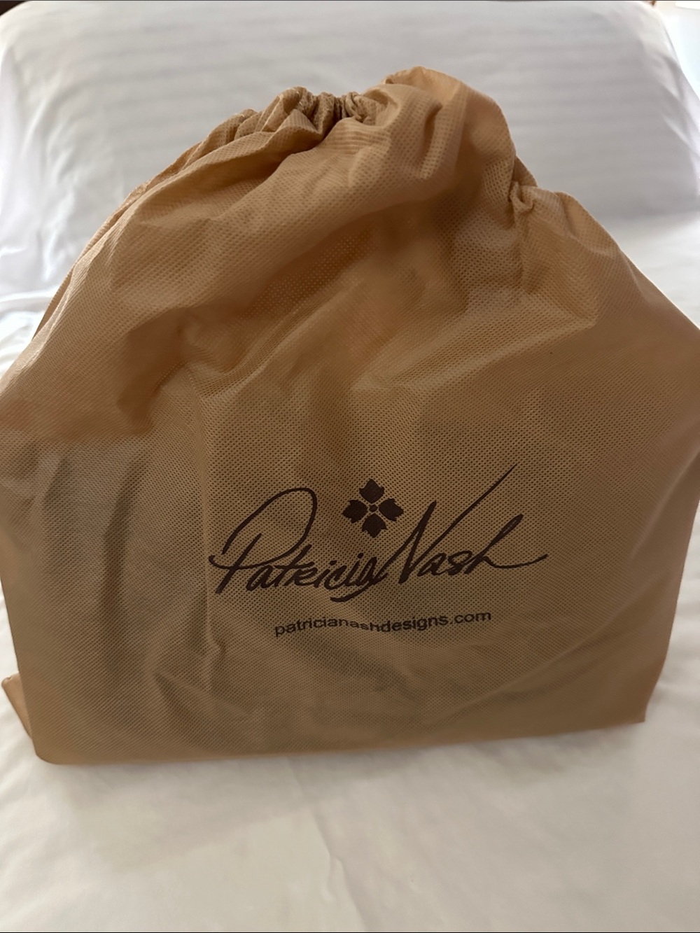 Patricia Nash Tan Logo Drawstring Dust Bag